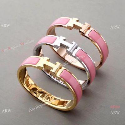 High Quality Hermes Pink Clic H Bracelet - New 2019